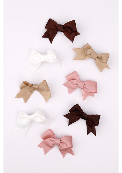 Çok Renkli Toprak Tonları 8'li Kurdele Fiyonk Klips Toka Set indirimleri