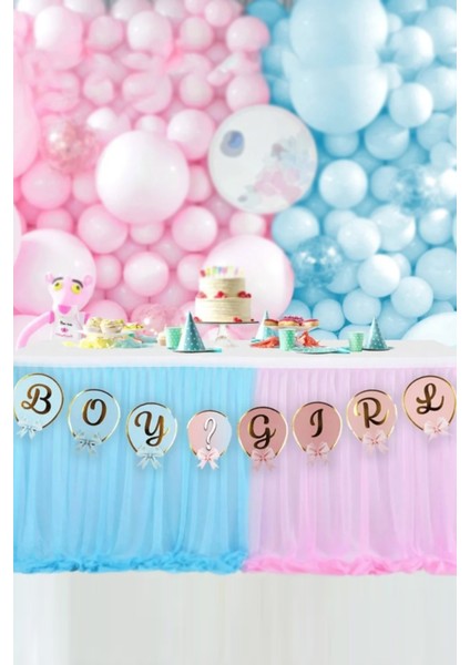 Çok Renkli Gold Varaklı Cinsiyet Belirleme Banner