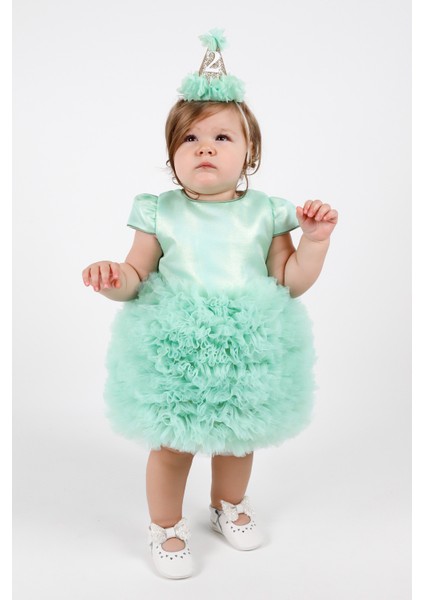 Mint Kısa Kollu Tütülü Bebek Prenses Elbise - Lina indirimleri