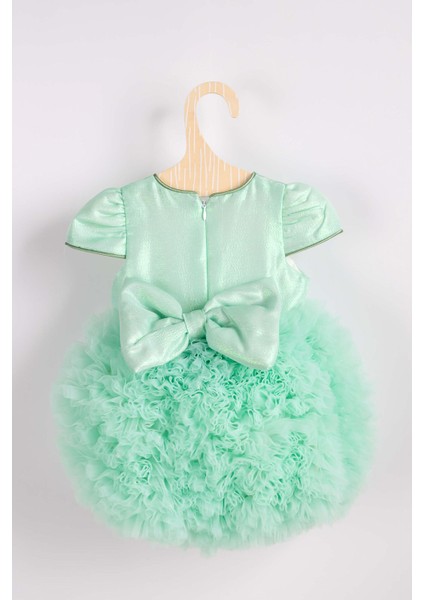 Mint Kısa Kollu Tütülü Bebek Prenses Elbise - Lina