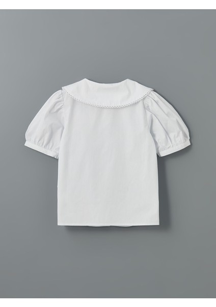 Yeni Sezon Regular Fit Poplin Pencere Işlemeli Kız Çocuk Gömlek fiyatları