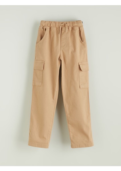 Yeni Sezon Beli Lastikli Kız Çocuk Kargo Pantolon