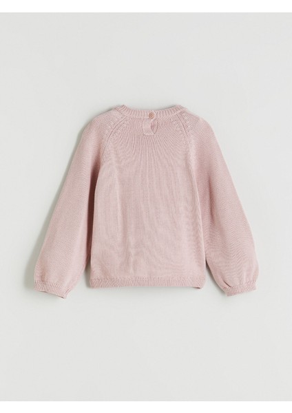 Yeni Sezon Çiçek Aplikeli Kız Çocuk Triko Kazak modelleri