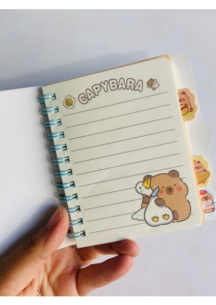 Capybara Kapibara Kilitli Not Defteri Ayraçlı Çizgili Spiralli fiyatları