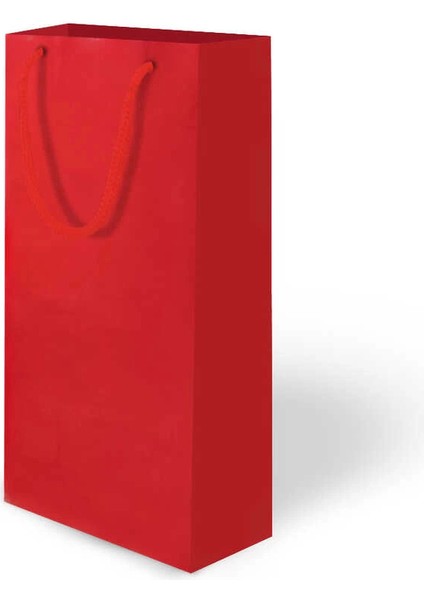 Mat Kırmızı Karton Çanta 12X35