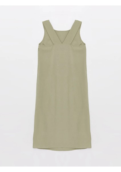 Lcw Vision U Yaka Düz Keten Karışımlı Elbise