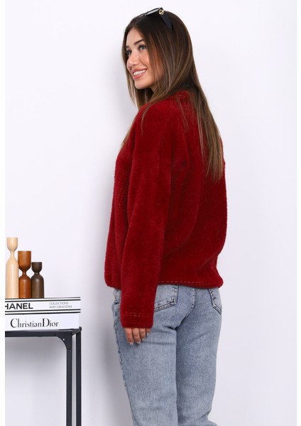 Bordo Angora Yumoş Triko Hırka fırsatları
