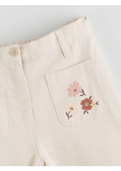 Yeni Sezon Beli Lastikli Çiçekli Kız Çocuk Pantolon modelleri