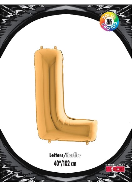 L Harf Altın Folyo Balon 40"