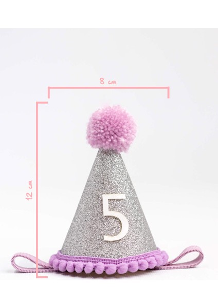 Lila 5 Yaş Ponponlu Huni Doğum Günü Tacı fırsatları