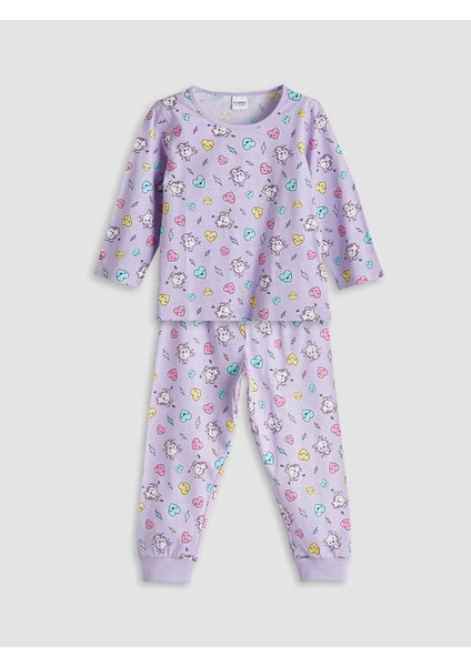 Yeni Sezon Bisiklet Yaka Kız Çocuk Pijama Takımı