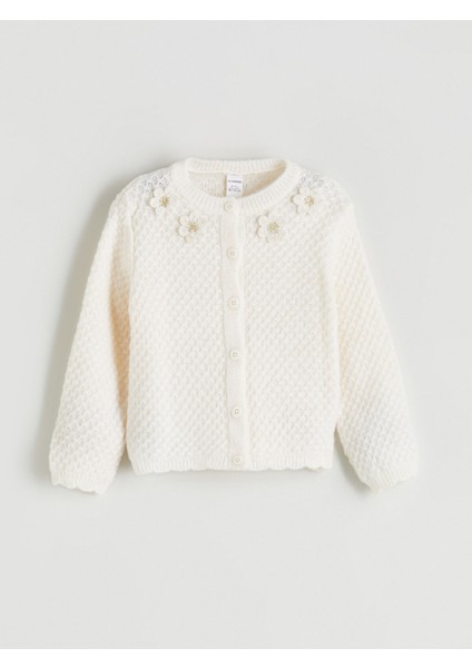 Yeni Sezon Çiçek Nakışlı Kız Çocuk Hırka