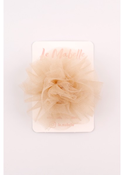 Bej Tül Çiçek Kız Çocuk Klips Toka modelleri