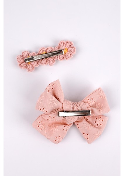 Gülkurusu Fisto Fiyonk Örgü Çiçek 2'li Klips Toka