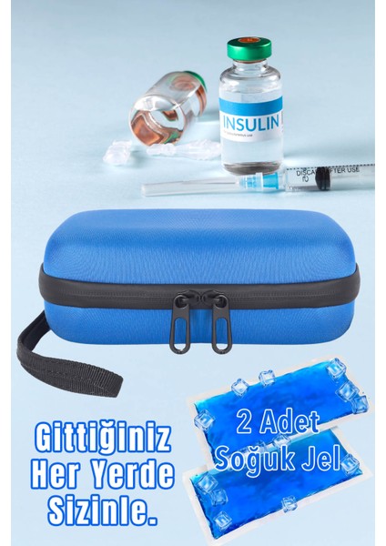 Insülin Taşıma Çantası Soğuk Taşıma Çantası (2 Adet Soğuk Jel Mavi Hediyeli) indirimleri