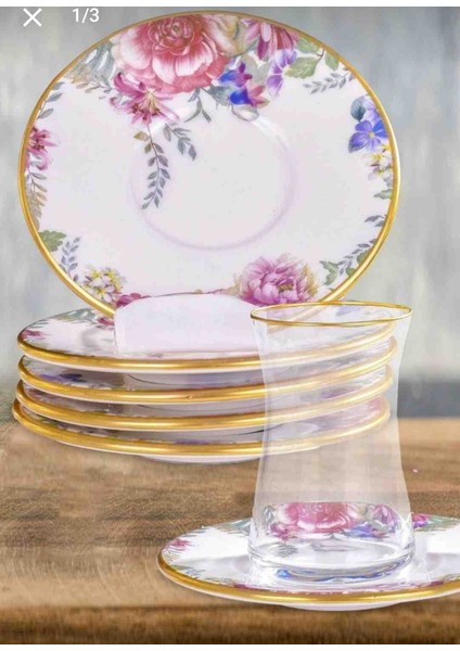 His Desen Altın Yaldız Çay Seti 6 Kişilik 12 Parça fırsatları