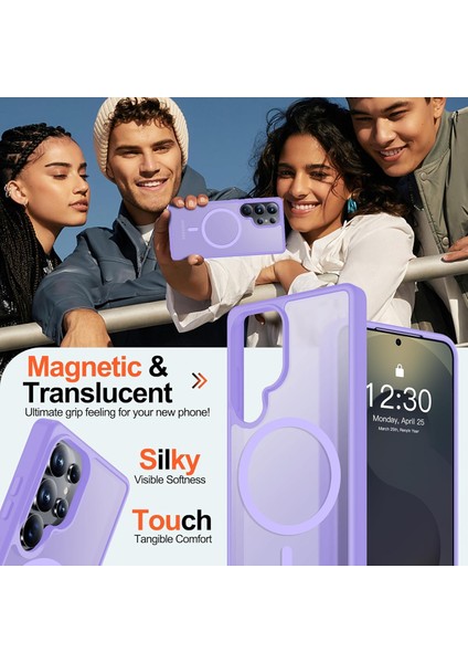 Samsung Galaxy S25 Ultra Uyumlu Ekran Koruyucu Kılıf Magsafe Sarj Desteği Kamera Çıkıntılı Mat Kapak