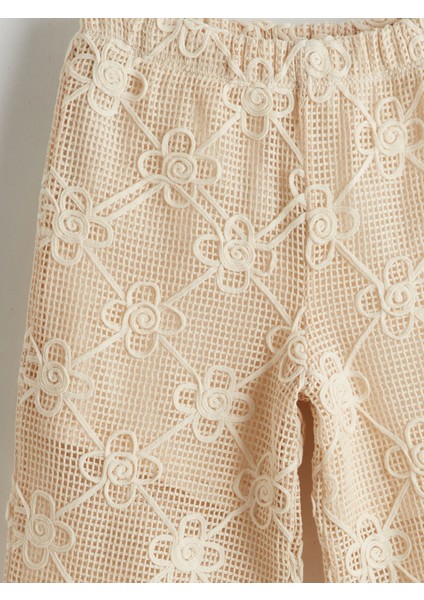 Yeni Sezon Beli Lastikli Çiçekli Kız Çocuk Dantel Pantolon modelleri