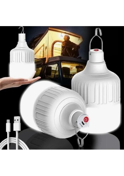 30W USB Şarj Edilebilir Taşınabilir Acil Durum ve Kamp LED Ampul 2 Adet( Beyaz Işık ) fırsatları