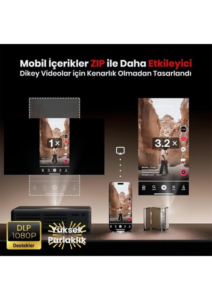 Aurzen Zıp Katlanabilir Dlp 1080P Destekli Bataryalı Projeksiyon Cihazı +Auto Focus+Auto Keystone+Type-C Hızlı Şarj+6g Wifi+6.1 Bluetooth Gold - Ps5/ps4/xbox indirimleri
