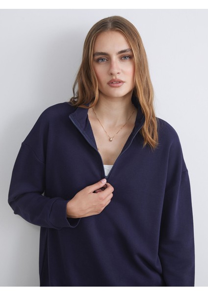 Yeni Sezon Dik Yaka Kadın Sweatshirt Tunik