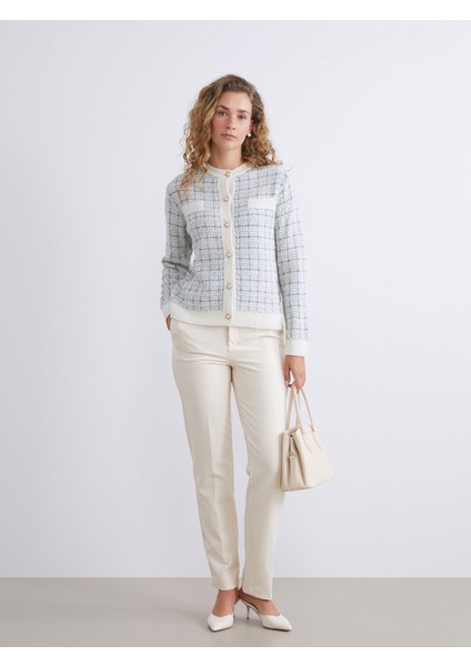 Yeni Sezon Bisiklet Yaka Desenli Kadın Triko Hırka modelleri