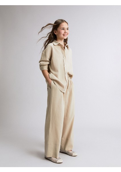 Yeni Sezon Beli Lastikli Kız Çocuk Pantolon