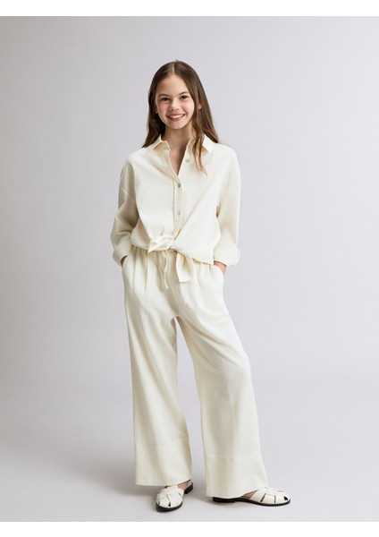 Yeni Sezon Beli Lastikli Kız Çocuk Pantolon