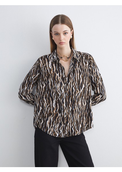 Yeni Sezon Leopar Desenli Kadın Gömlek