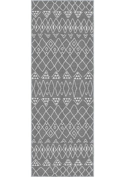 Lesse Geometrik Gri Polyester ve Pamuklu Yıkanabilir Kaydırmaz Taban Dijital Baskı Halı modelleri