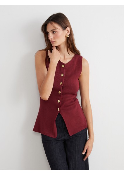 Yeni Sezon Bisiklet Yaka Kadın Triko Yelek