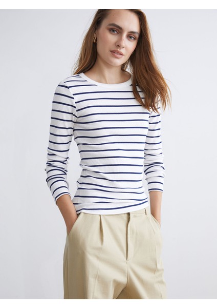 Yeni Sezon Bisiklet Yaka Çizgili Kadın Body