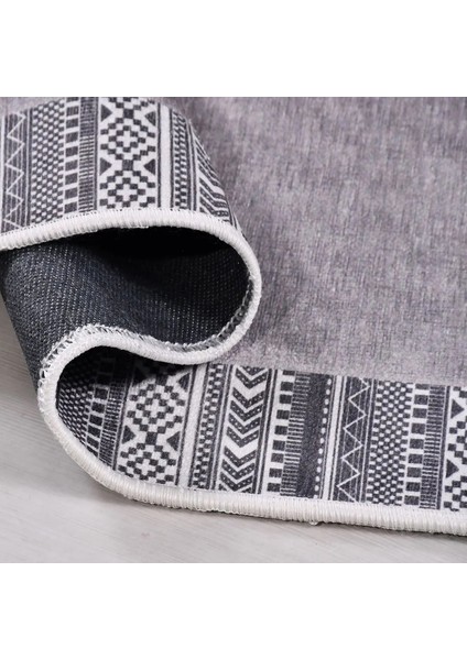 Palmarola Çerçeveli Gri Polyester ve Pamuklu Kaydırmaz Tabanlı Dijital Baskı Halı fırsatları