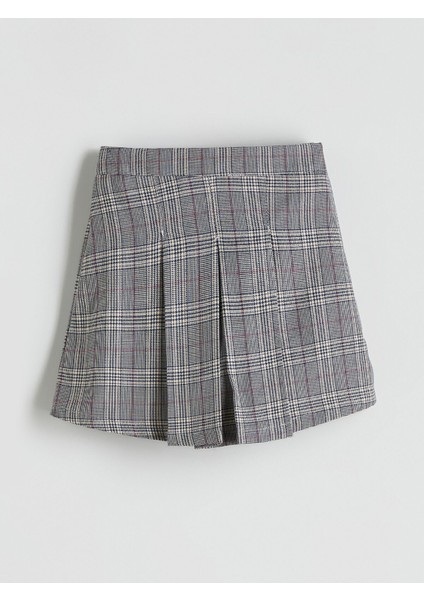 Yeni Sezon Beli Lastikli Ekose Kız Çocuk Şort Etek