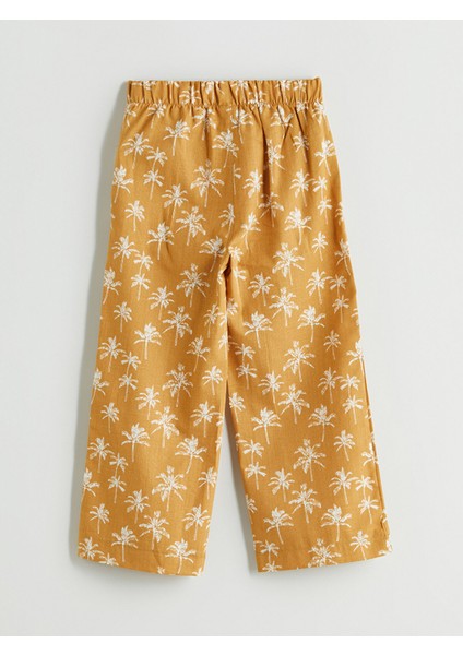 Yeni Sezon Beli Lastikli Keten Karışımlı Kız Çocuk Pantolon modelleri