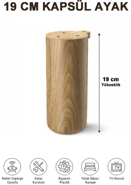 Kapsül Bohem 19 cm Mobilya Kanepe Sehpa Tv Ünitesi Koltuk ve Konsol Ayağı