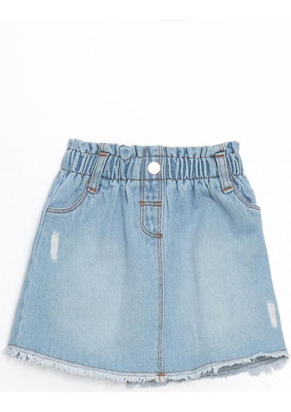Yeni Sezon Beli Lastikli Kız Çocuk Jean Etek