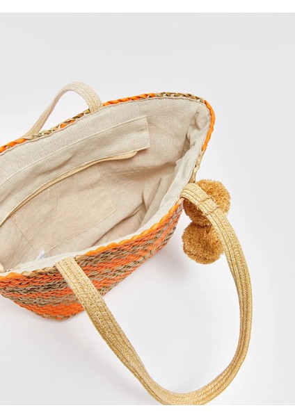 Lcw Accessorıes Karışık Desenli Hasır Kadın Omuz Çantası