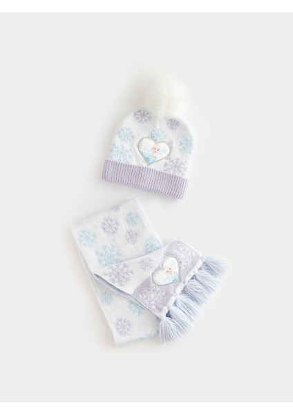 Yeni Sezon Frozen Baskılı Kız Çocuk Atkı ve Bere