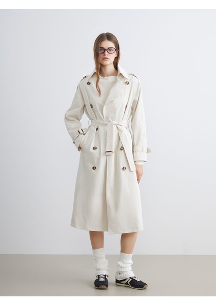 Yeni Sezon Ceket Yaka Oversize Kadın Trençkot