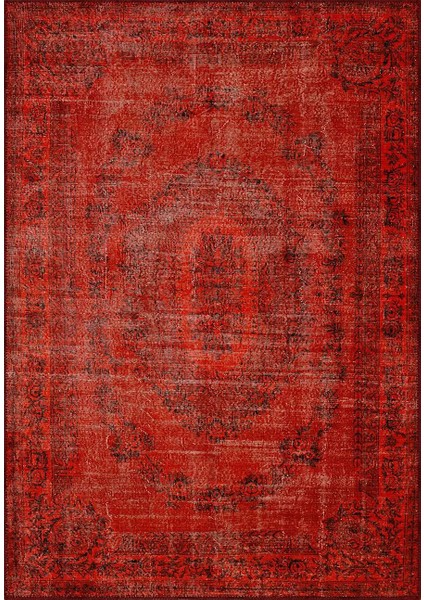 Sants Göbekli Kırmızı Polyester ve Pamuklu Yıkanabilir Kaydırmaz Taban Dijital Baskı Halı