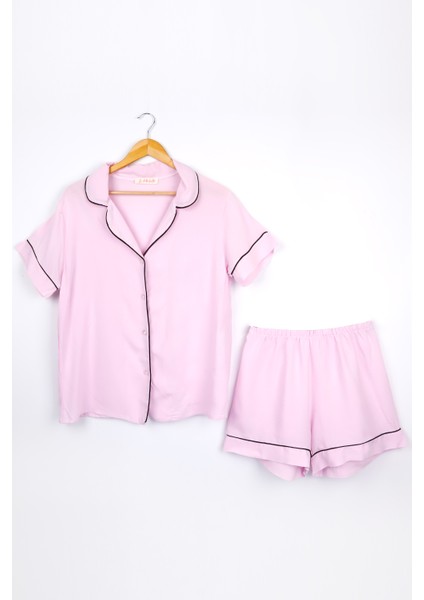 Açık Pembe Biyeli Kadın Pijama Takımı