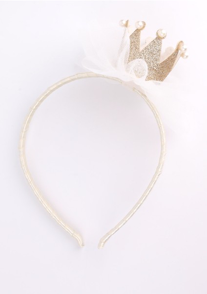 Ekru İncili Kraliçe Tüllü Kız Çocuk Taç modelleri