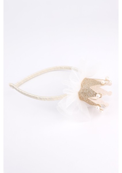 Ekru İncili Kraliçe Tüllü Kız Çocuk Taç fırsatları