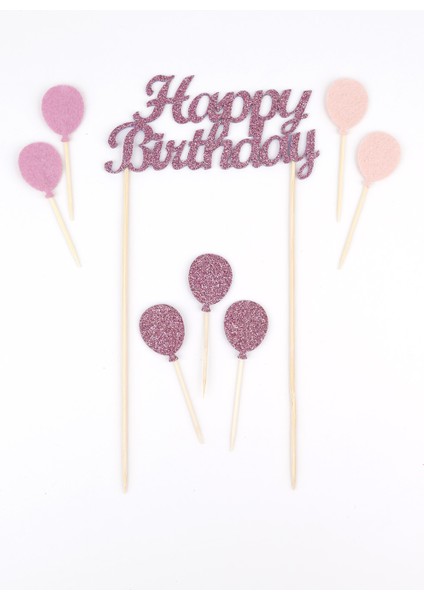 Lila Happy Birthday Balon Pasta Süsü