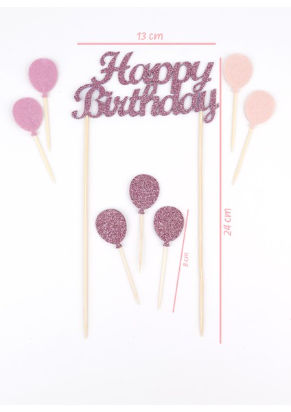 Lila Happy Birthday Balon Pasta Süsü