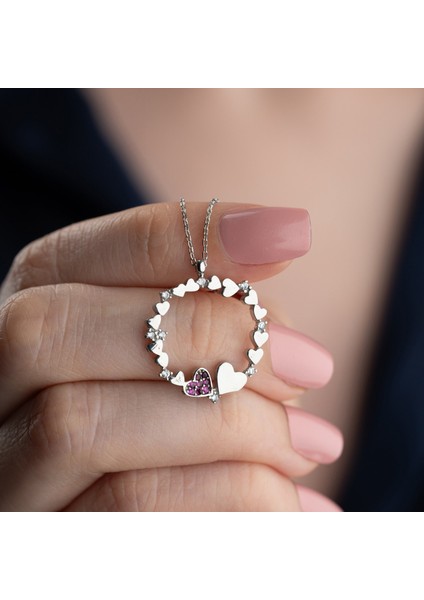 925 Ayar Gümüş Kalp Çemberi Kolye