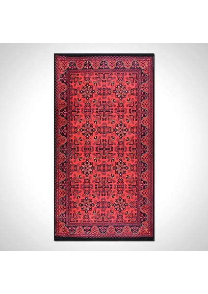 Siano Çerçeveli Kırmızı Polyester ve Pamuklu Kaydırmaz Tabanlı Dijital Baskı Halı fiyatları