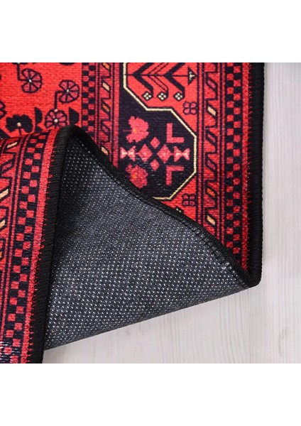 Siano Çerçeveli Kırmızı Polyester ve Pamuklu Kaydırmaz Tabanlı Dijital Baskı Halı modelleri