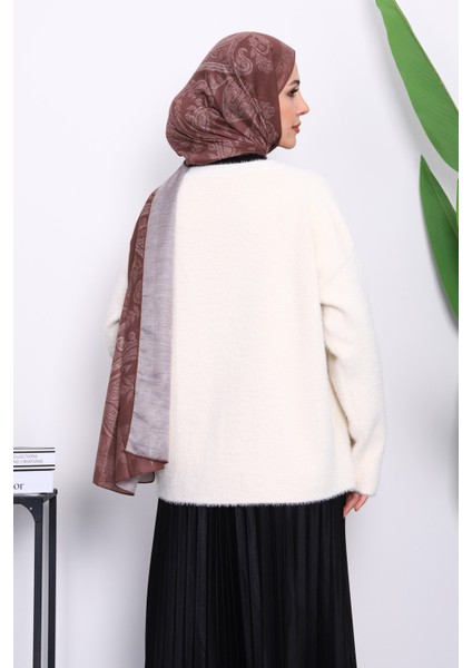 Krem Bisiklet Yaka Angora Yumoş Hırka fırsatları